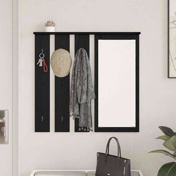 vidaXL Porte-manteau mural avec &eacute;tag&egrave;re Ch&ecirc;ne noir 84 x 10 x 80 cm