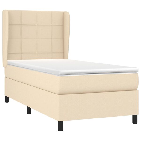 vidaXL Sommier &agrave; lattes de lit avec matelas Cr&egrave;me 80x200 cm Tissu