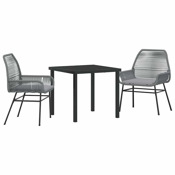 vidaXL Ensemble de salle &agrave; manger pour jardin 3 pcs Gris polyrotin