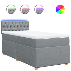 vidaXL Sommier &agrave; lattes de lit avec matelas gris clair 80x200 cm tissu