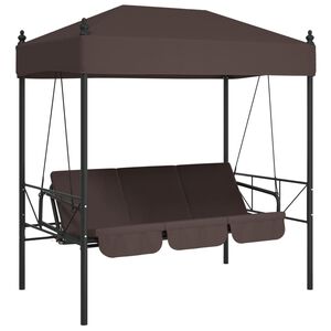 vidaXL Balancelle de jardin avec auvent marron caf&eacute; acier