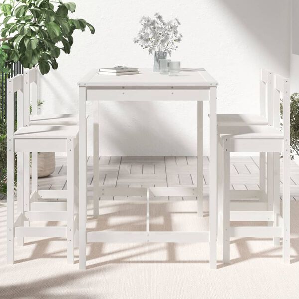 vidaXL Ensemble de bar de jardin 5 pcs blanc bois massif de pin