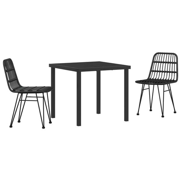 vidaXL Ensemble de salle &agrave; manger pour jardin 3 pcs Noir