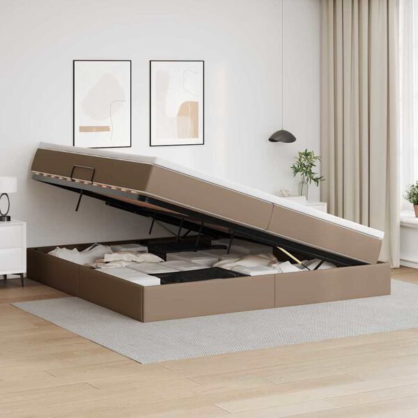 vidaXL Lit avec rangement et matelas Cappuccino 200 x 200 cm