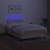 vidaXL Sommier &agrave; lattes de lit matelas et LED cr&egrave;me 120x190 cm tissu