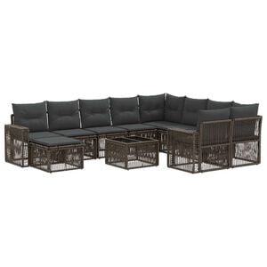 vidaXL Ensemble de canap&eacute; de jardin 11 pc Gris polyrotin