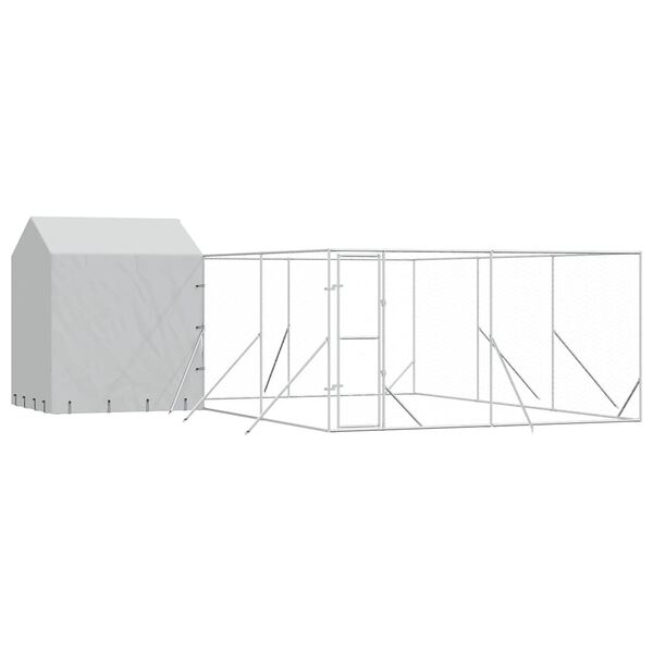 vidaXL Chenil d'ext&eacute;rieur pour chiens avec toit argent&eacute; 6x6x2,5 m