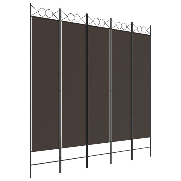 vidaXL Cloison de séparation 5 panneaux Marron 200x200 cm Tissu