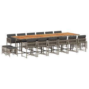 vidaXL Ensemble &agrave; manger de jardin 17 pcs et coussins r&eacute;sine tress&eacute;e