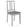 vidaXL Chaises &agrave; manger avec coussins lot de 6 gris bois solide