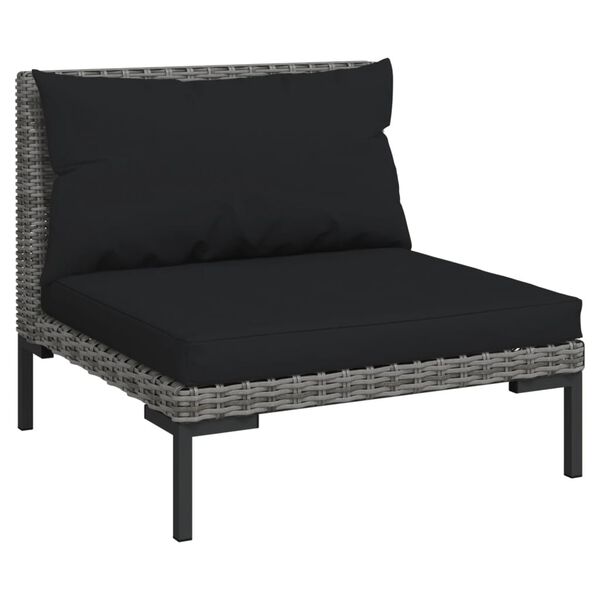 vidaXL Salon de jardin 11 pcs avec coussins R&eacute;sine tress&eacute;e Gris fonc&eacute;