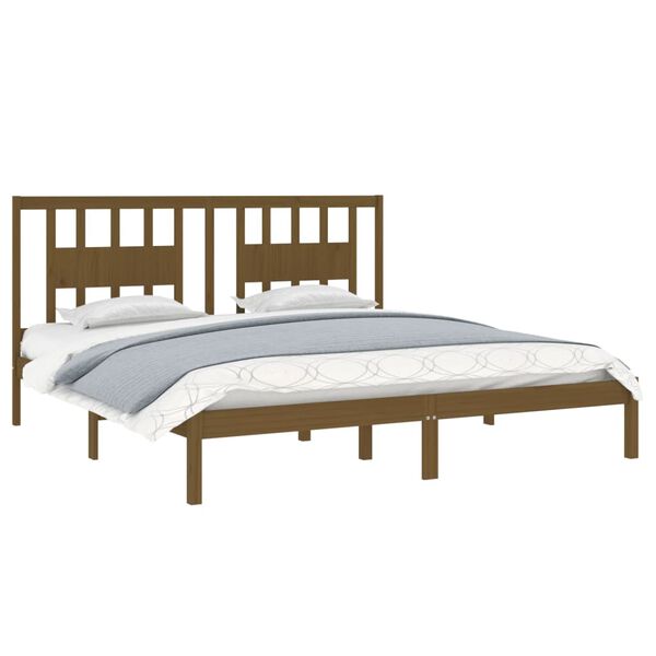 vidaXL Cadre de lit sans matelas marron miel bois massif 200x200 cm