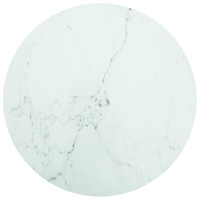vidaXL Dessus de table blanc Ø70x0,8cm verre trempé avec design marbre