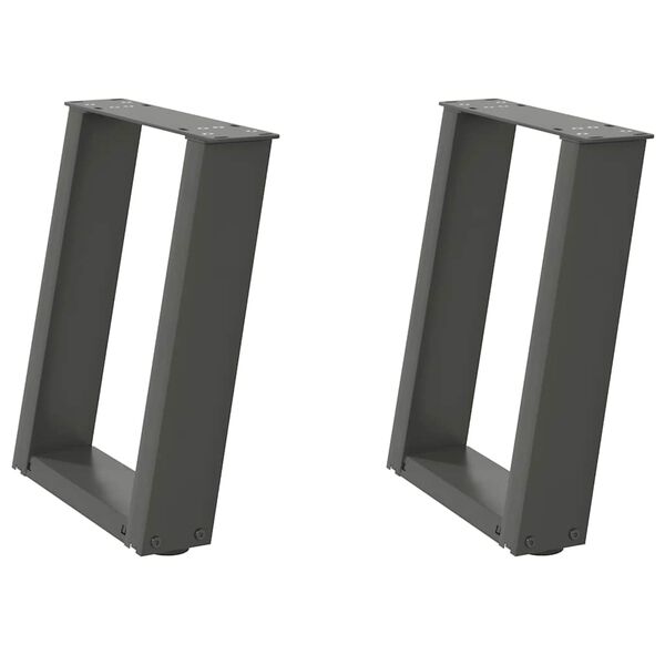 vidaXL Pieds de table basse en U 2 pièces Anthracite 28 x (42-43) cm Acier