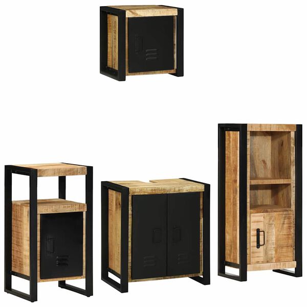 vidaXL Ensemble de mobilier de salle de bain avec &eacute;tag&egrave;re 4 pcs
