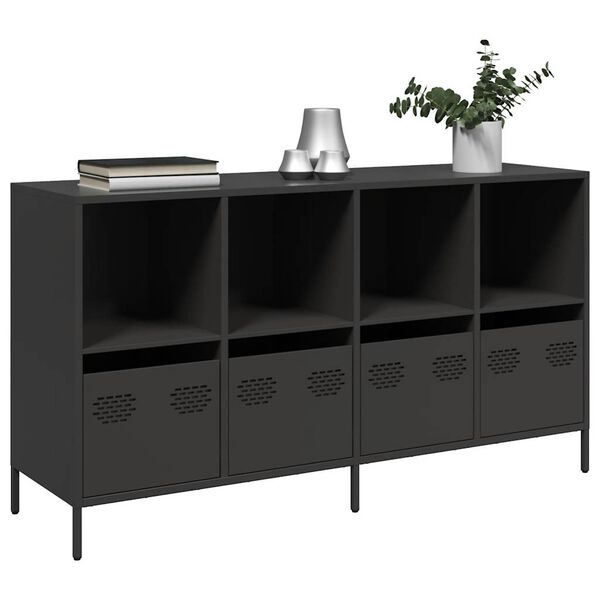 vidaXL Buffet noir 135x39x73,5 cm acier laminé à froid