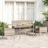 vidaXL Salon de jardin 4 pcs avec coussins Gris R&eacute;sine tress&eacute;e