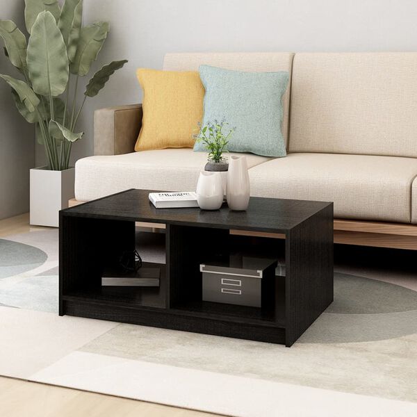 vidaXL Table basse noir 75x50x33,5 cm bois de pin massif