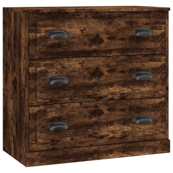 vidaXL Buffets 3 pcs Ch&ecirc;ne fum&eacute; Bois d'ing&eacute;nierie