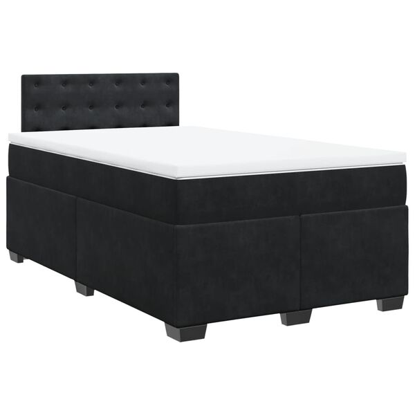 vidaXL Sommier &agrave; lattes de lit avec matelas noir 120x190 cm velours