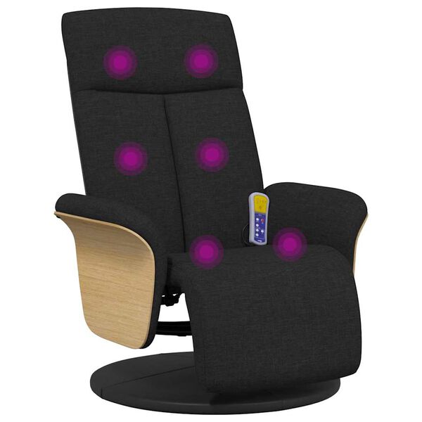 vidaXL Fauteuil inclinable de massage avec repose-pieds noir tissu