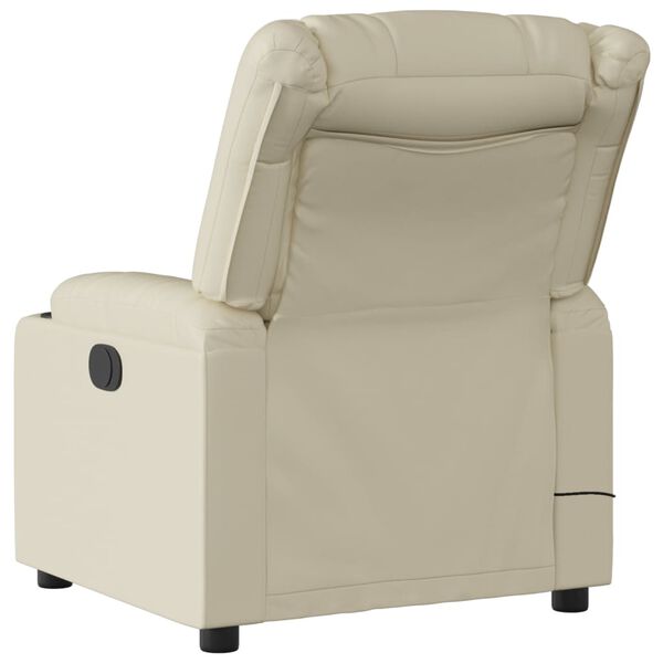 vidaXL Fauteuil inclinable de massage Cr&egrave;me Similicuir