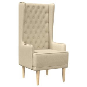 vidaXL Chaise &agrave; dossier haut avec boutons capitonn&eacute;s Cr&egrave;me Tissu