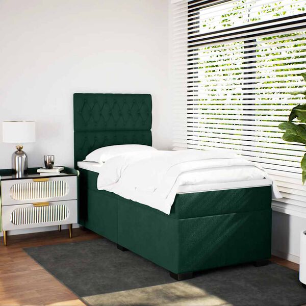 vidaXL Sommier &agrave; lattes de lit et matelas Vert fonc&eacute; 80x200 cm Velours