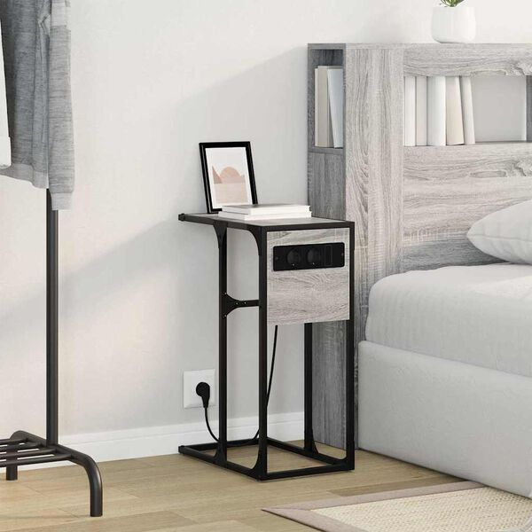 vidaXL Cabinet de chevet Gris Sonoma 41,5 x 26 x 60,5 cm