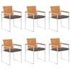 vidaXL Chaises de jardin lot de 6 avec coussins Bois d'acacia solide