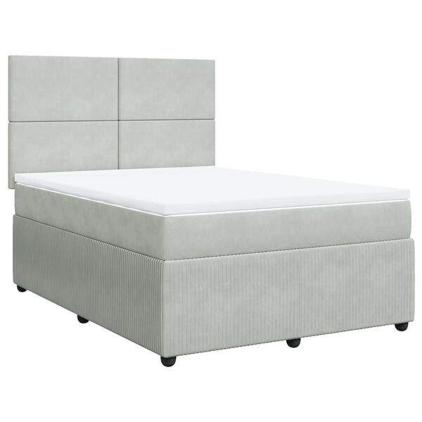 vidaXL Sommier &agrave; lattes de lit et matelas Gris clair 140x200cm Velours