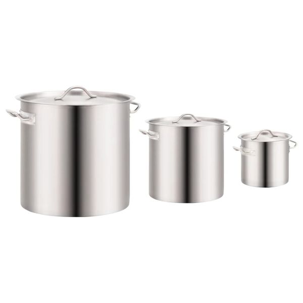 vidaXL Ensemble de 3 casseroles &agrave; bouillon 50/21/6 L Inox