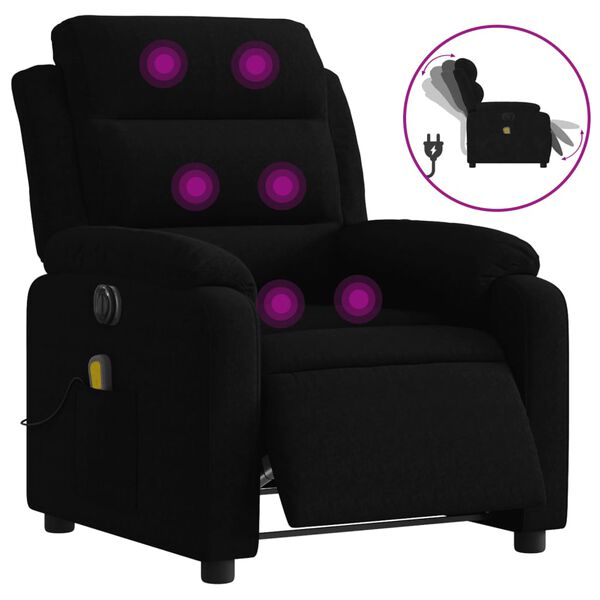 vidaXL Fauteuil inclinable de massage &eacute;lectrique noir velours
