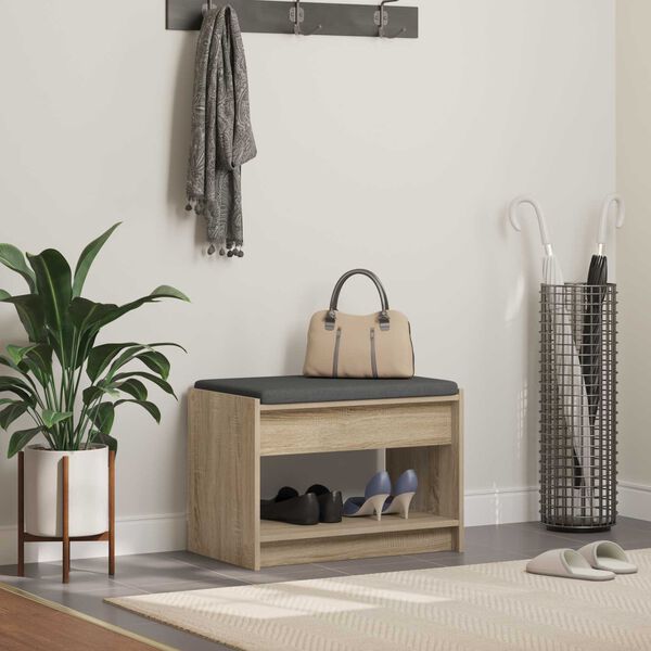 vidaXL Banc d'entr&eacute;e avec coussin Ch&ecirc;ne Sonoma 63 x 38 x 45 cm