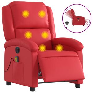 vidaXL Fauteuil de massage inclinable &eacute;lectrique rouge similicuir