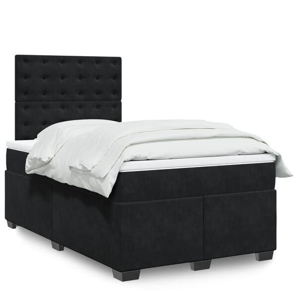 vidaXL Sommier &agrave; lattes de lit avec matelas noir 120x190 cm velours