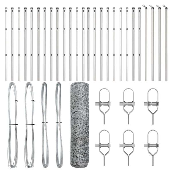 vidaXL Poteau de cl&ocirc;ture. Argent&eacute; 50 x 0,5 m (maille 50 mm) Acier