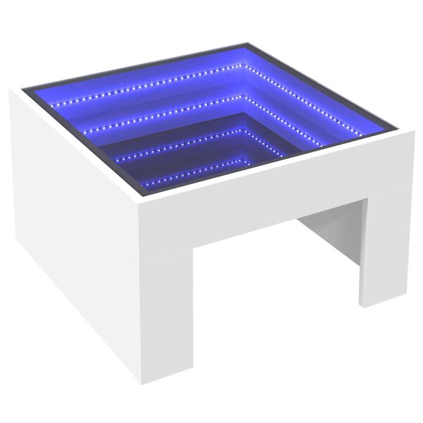 vidaXL Table basse avec LED infini blanc 50x50x30 cm