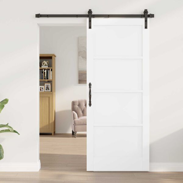 vidaXL Porte coulissante Blanc 83 x 202 cm Pin massif
