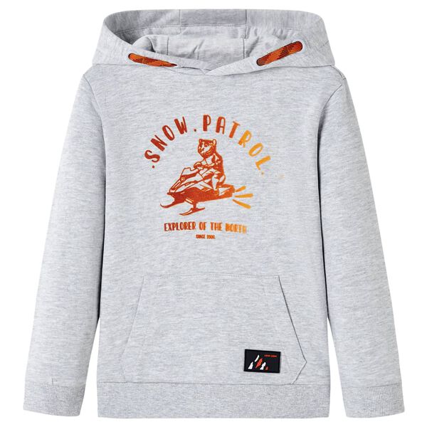 Sweatshirt &agrave; capuche pour enfants m&eacute;lange gris et orange 116