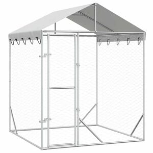 vidaXL Chenil d'ext&eacute;rieur pour chiens avec toit argent&eacute; 2x2x2,5 m