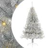 vidaXL Sapin de No&euml;l artificiel pr&eacute;-&eacute;clair&eacute; Argent 150 cm PET
