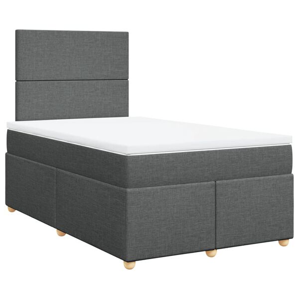 vidaXL Sommier &agrave; lattes de lit avec matelas gris fonc&eacute; 120x190cm tissu