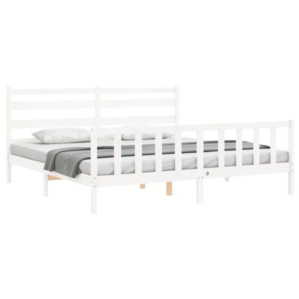 vidaXL Cadre de lit sans matelas blanc 200x200 cm bois massif de pin