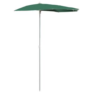 vidaXL Demi-parasol de jardin avec m&acirc;t 180x90 cm vert