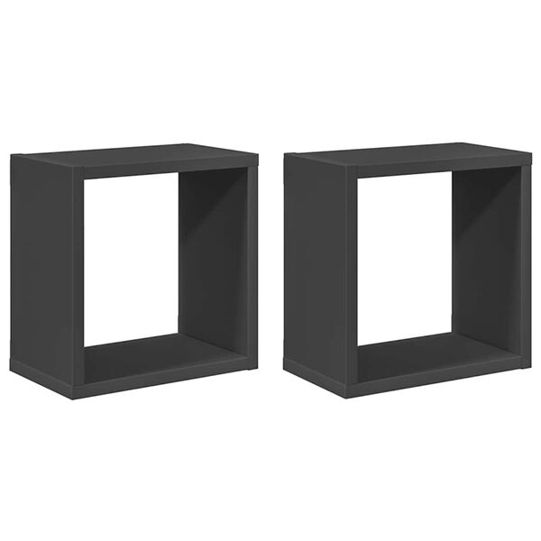 vidaXL &Eacute;tag&egrave;res cube murales 2 pcs Gris 26x15x26 cm