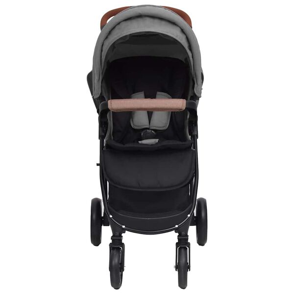 vidaXL Poussette pour b&eacute;b&eacute; 3-en-1 Gris clair Acier