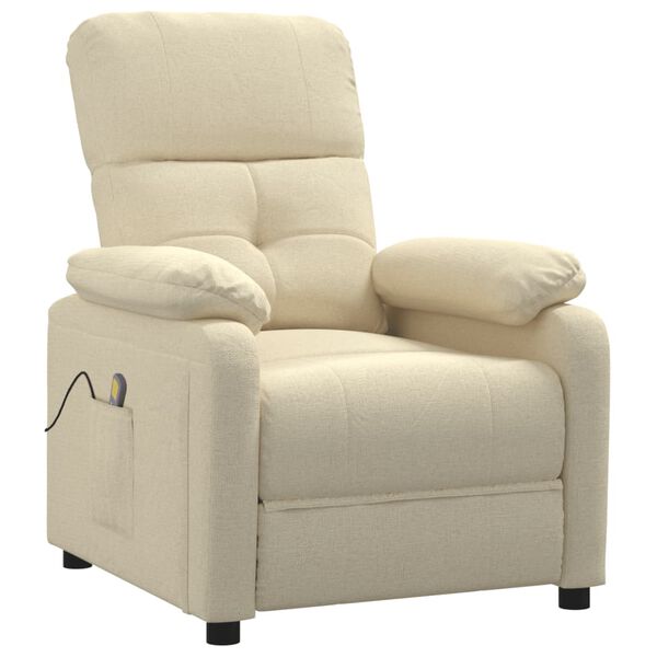 vidaXL Fauteuil de massage Crème Tissu