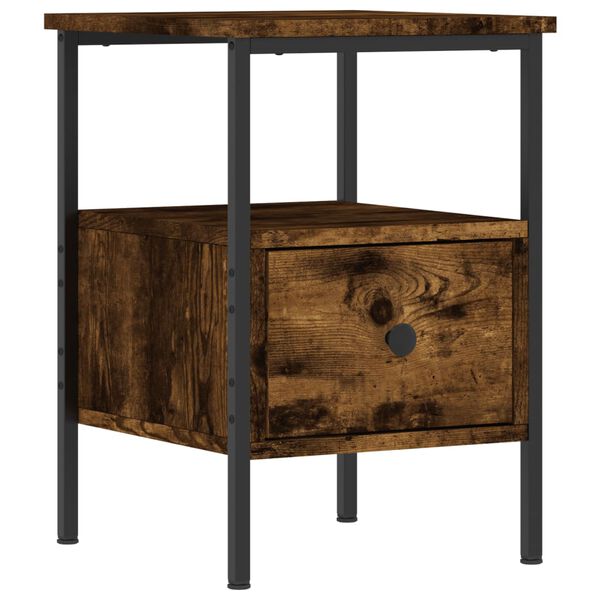 vidaXL Table de chevet ch&ecirc;ne fum&eacute; 34x36x50 cm bois d'ing&eacute;nierie