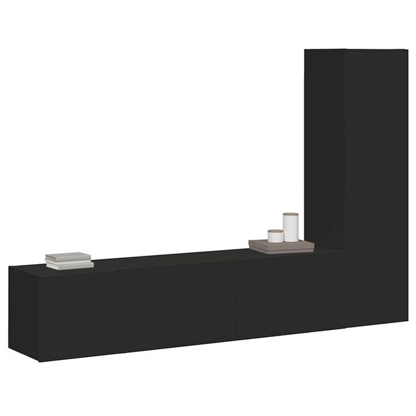 vidaXL Ensemble de meubles TV 3 pcs Noir Bois d'ing&eacute;nierie